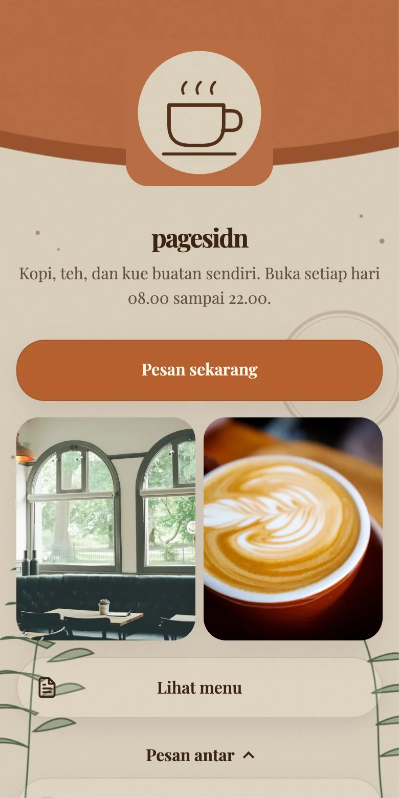 Example cafe page