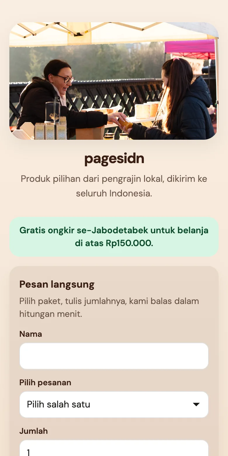 Example online store page